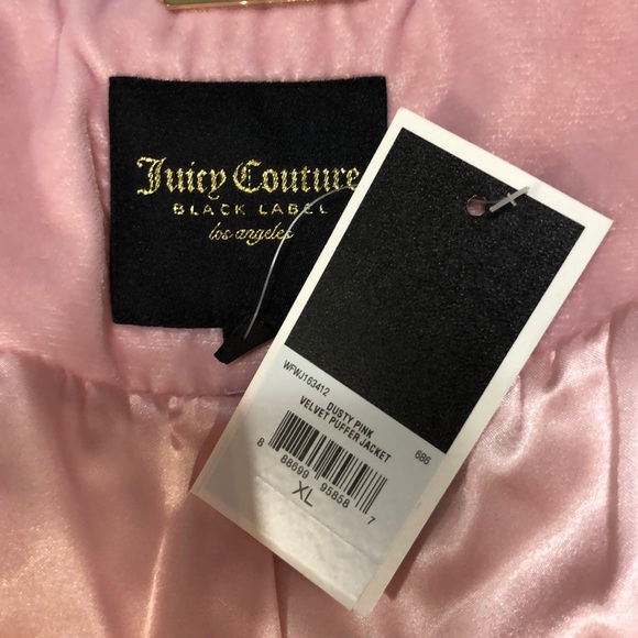 NWT JUICY COUTURE Pink Velvet Puffer Coat Jacket - Picture 8 of 8
